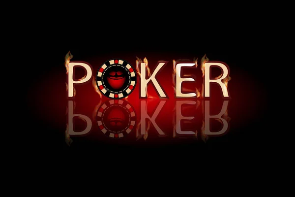 Poker yangın metin. karanlık bir arka plan üzerinde chip. — Stok Vektör