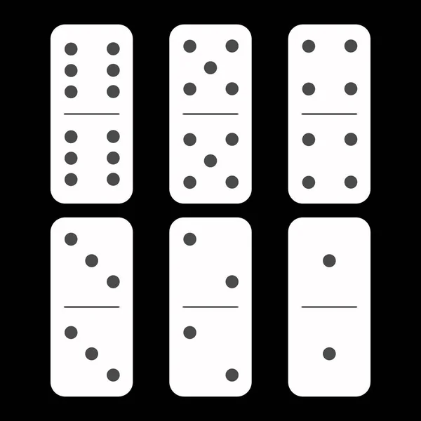 Branco dominó. seis peças em um fundo preto — Vetor de Stock