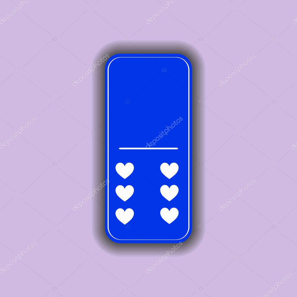 Domino heart. zero and six on the isolated background. Modern flat icon, business, marketing, internet concept. Fashionable simple symbol vector for web site design or a button for mobile applications. Logo Illustrations