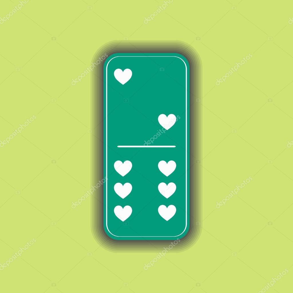 Domino heart. two and six on the isolated background. Modern flat icon, business, marketing, internet concept. Fashionable simple symbol vector for web site design or a button for mobile applications. Logo Illustrations