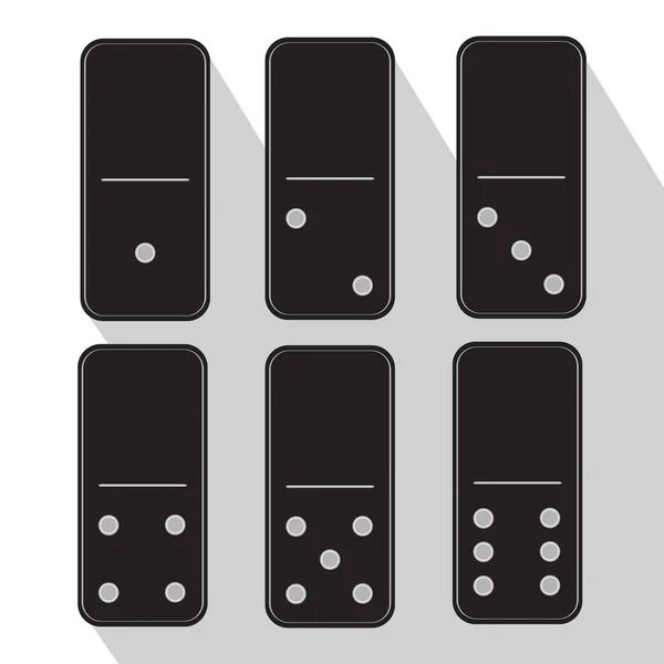 Ícone de dominó ilustração de seis peças, dois zero preto . — Vetor de Stock