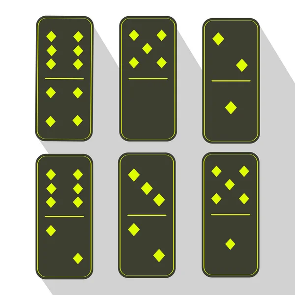 Domino icona illustrazione di sei pezzi verde-cinque e zero — Vettoriale Stock