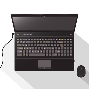 laptop ve üst illüstrasyon izole fare