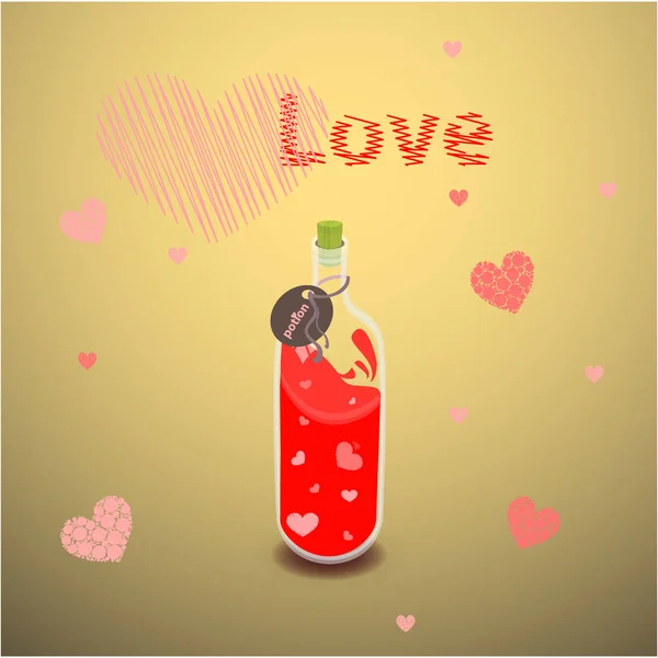 Elixir av kärlek med etiketten. illustration — Stock vektor