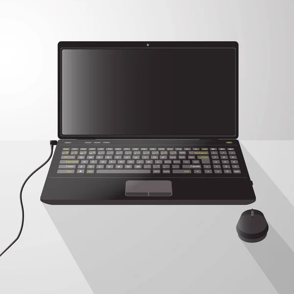 Фронтальная иллюстрация ноутбука на изолированном фоне — стоковый вектор