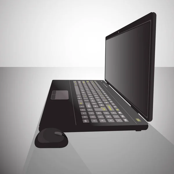 Dizüstü bilgisayar ile bir yan illüstrasyon izole üzerinde — Stok Vektör