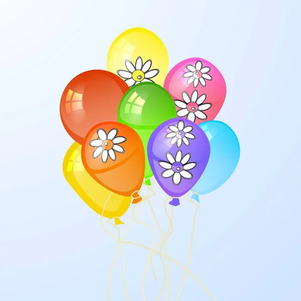 Balloons. in the form of a circle with flowers — Stock Vector