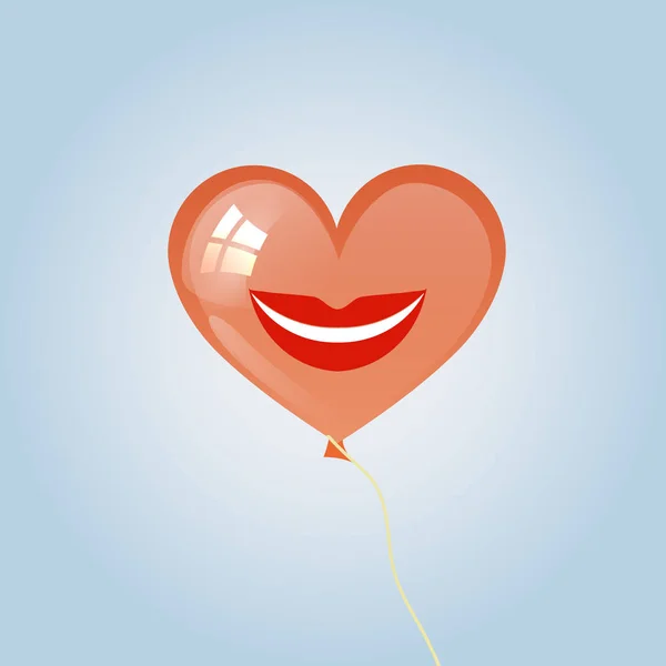 Μπαλόνι αέρα. μια καρδιά με τα χείλη του. Ημέρα του Αγίου Βαλεντίνου s — Διανυσματικό Αρχείο