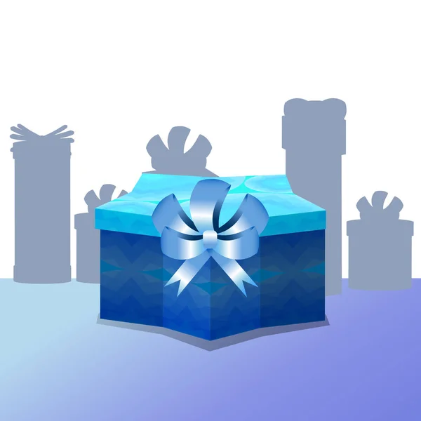 Gift in blue packaging. in the form of a star — Stock Vector