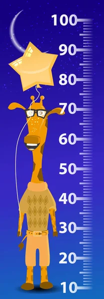 Stadiometer für Kinder. Giraffe mit Luftballon — Stockvektor