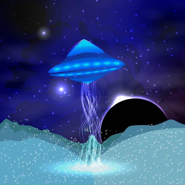 Ufo nello spazio — Vettoriale Stock