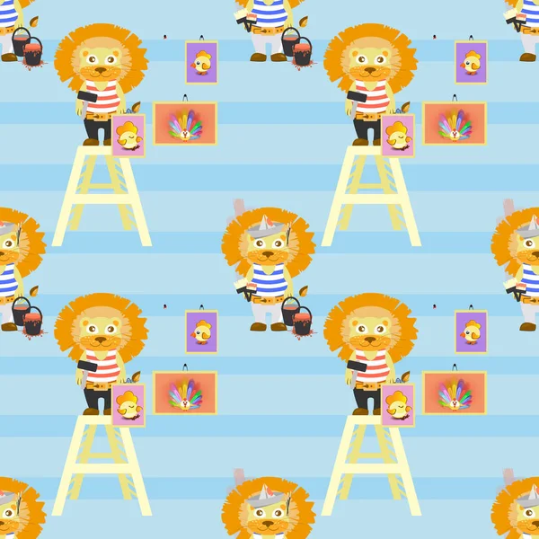 lion painting hangs. seamless pattern