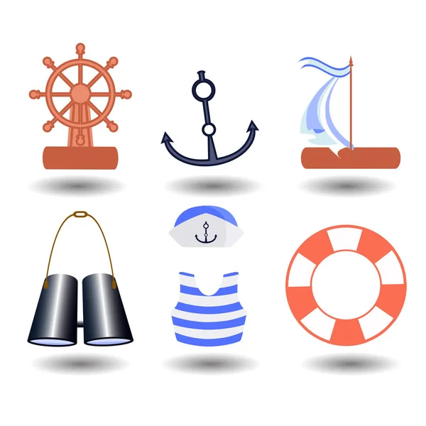 Ship elements on a white background — Stock Vector