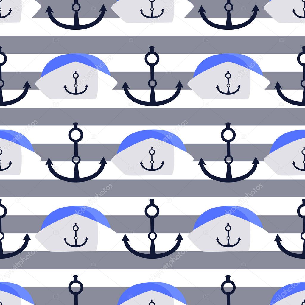 sea anchor and cap. children s illustration