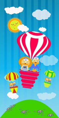 Aslan ve aslan bir pembe balon üzerinde