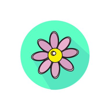 çiçek. Beyaz bir arka plan üzerinde bir daire içinde