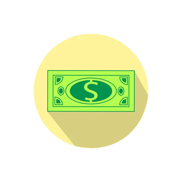 Pengar dollar. isolerad på vitt i en ljus cirkel — Stock vektor