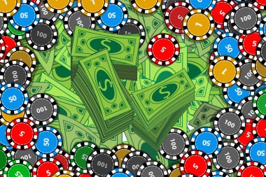 Casino fişi ve bir sürü para