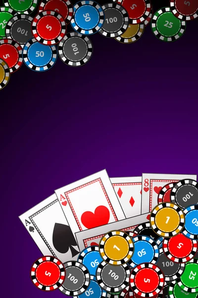Casino-Chips auf weinrotem Hintergrund — Stockvektor