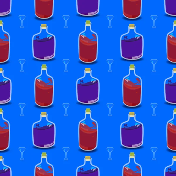 Motif sans couture. bouteilles d'alcool forme simple — Image vectorielle