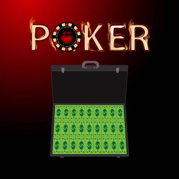 Caixa de póquer com dinheiro. conceito de finanças. Ilustração —  Vetores de Stock