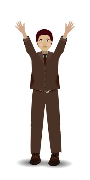 Man hands up. illustration. use a smart phone... — Stock Vector