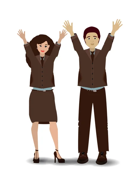Man and woman hands in the air. illustration — Stock Vector