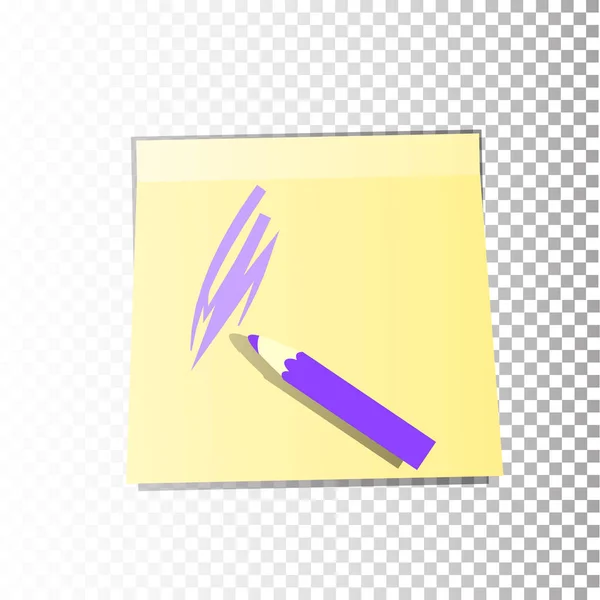 紫のオフィス紙ステッカー シート黄色 — ストックベクタ