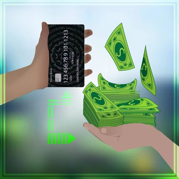 Carte bancaire est égal à fond photo en argent réel — Image vectorielle