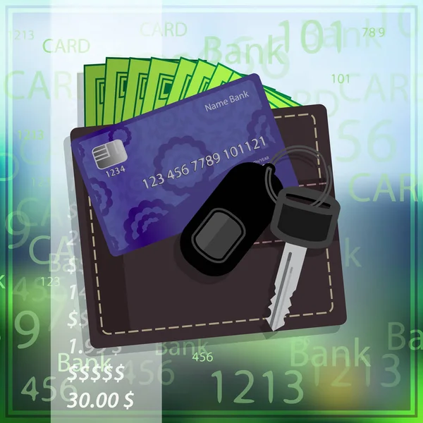 Bankkarte mit Portemonnaie voller Foto Hintergrund — Stockvektor