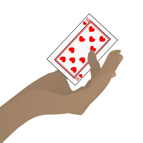 Hand, um eine Casino-Karte zu halten. Illustration — Stockvektor