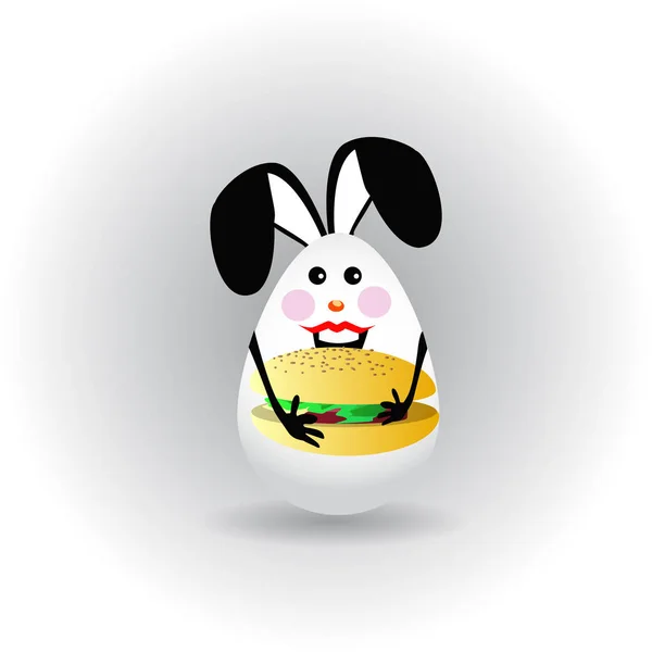 อีสเตอร์ กระต่ายไข่ตลกกับใบหน้าภาพประกอบ — ภาพเวกเตอร์สต็อก