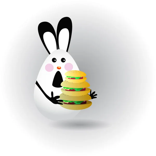 Semana Santa. Huevo-conejo divertido con ilustración de caras — Vector de stock