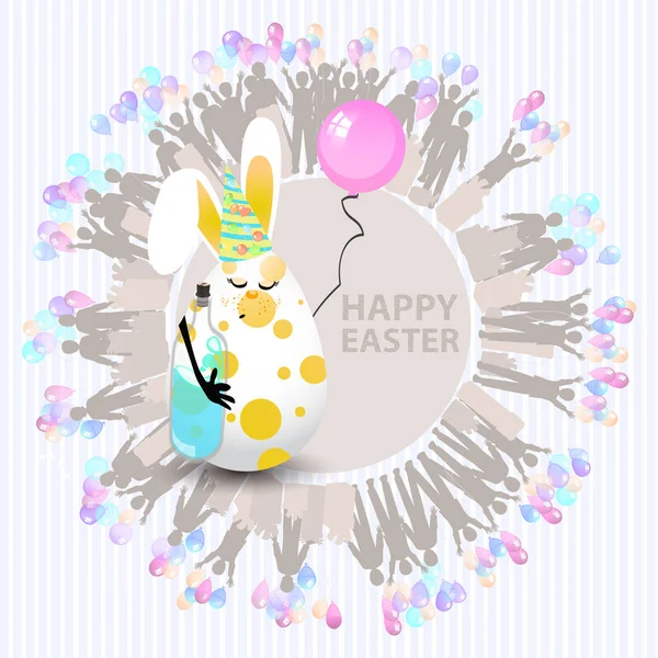 Ilustración linda Pascua. Huevo de conejo — Vector de stock