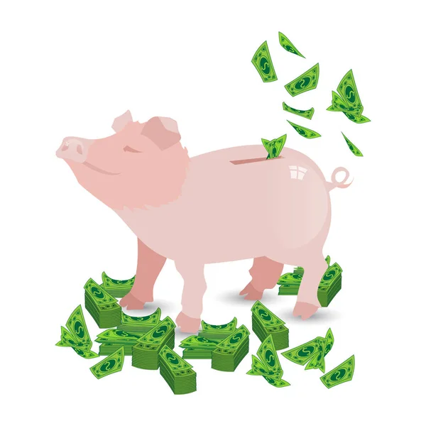 紙の私のパックで豚ピンクお金貯金 — ストックベクタ