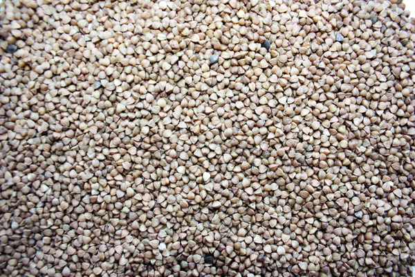 Buckwheat. Cereal brown background — Stock Photo, Image
