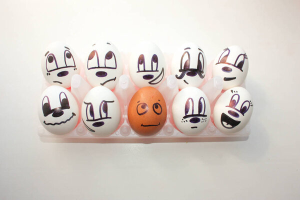 Concept of racial discrimination. White and black