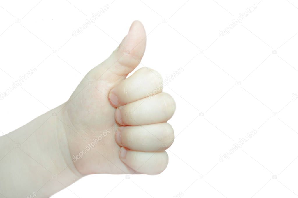 Thumb up hand. Child. all is well. Over