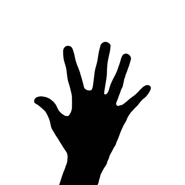 Hand auf Handfläche. Silhouette monochrom — Stockvektor