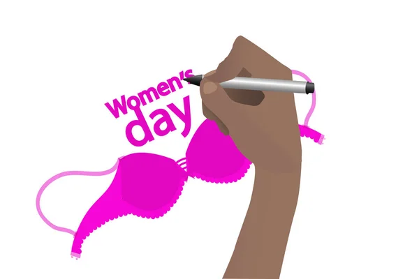 Día femenino. feminismo. Estados Unidos. Dibujar a mano pen.und . — Vector de stock