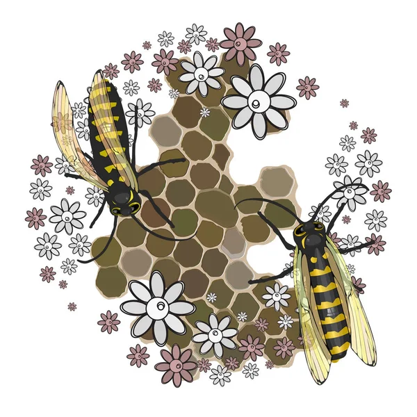 As abelhas recolhem mel. Com transparente — Vetor de Stock