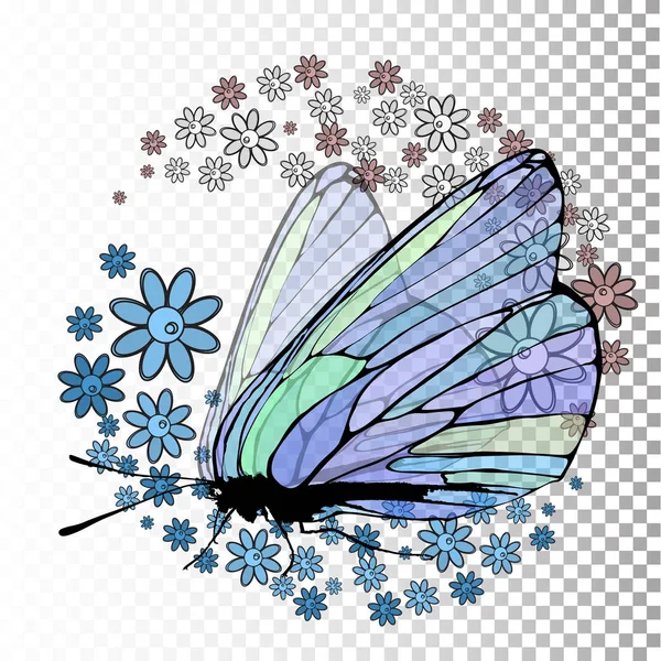 Schmetterling mit transparenten Flügeln — Stockvektor