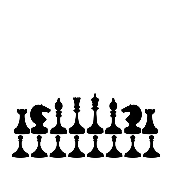 Piezas de ajedrez negro sobre blanco aislado — Vector de stock
