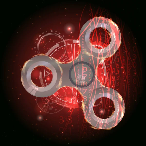 Spinner hierro plateado en el fuego. volumen — Vector de stock