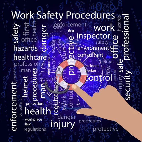 Concepto de procedimientos de seguridad en el trabajo. Vector — Archivo Imágenes Vectoriales