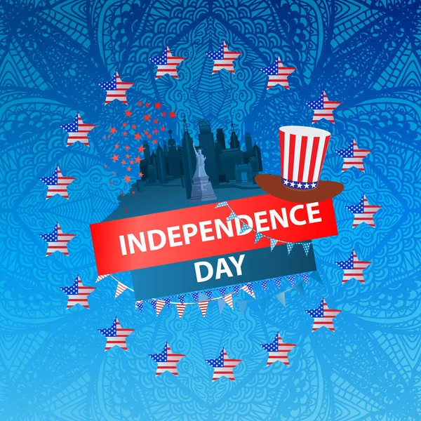 Dia da Independência Estados Unidos. A cidade — Vetor de Stock