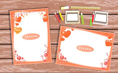 Fotoğraf çerçevesi masanın üzerinde. Yatay ve dikey