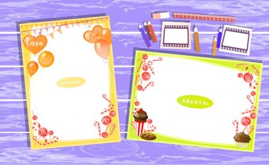 Fotoğraf çerçevesi masanın üzerinde. Yatay ve dikey