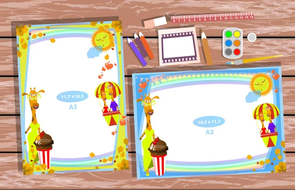 Fotoğraf çerçevesi masanın üzerinde. Yatay ve dikey