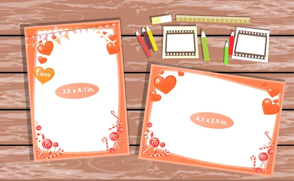 Fotoğraf çerçevesi masanın üzerinde. Yatay ve dikey